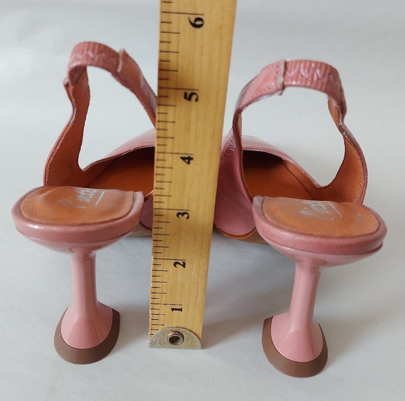 L'intervalle Leather Slingback Size 37 Square Toe Comfort Kitten Geometric Heel - Picture 10 of 12